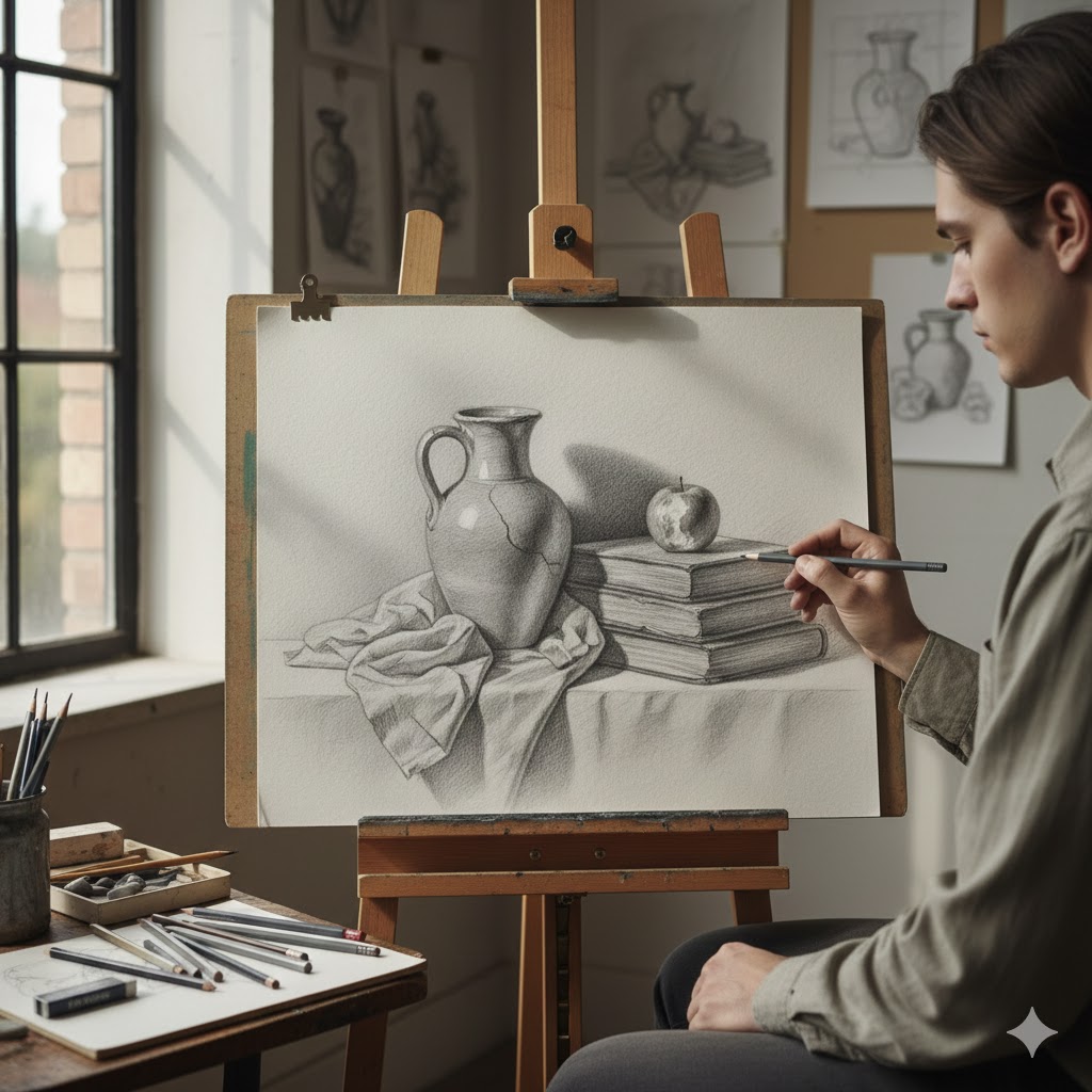 Pencil still life drawing